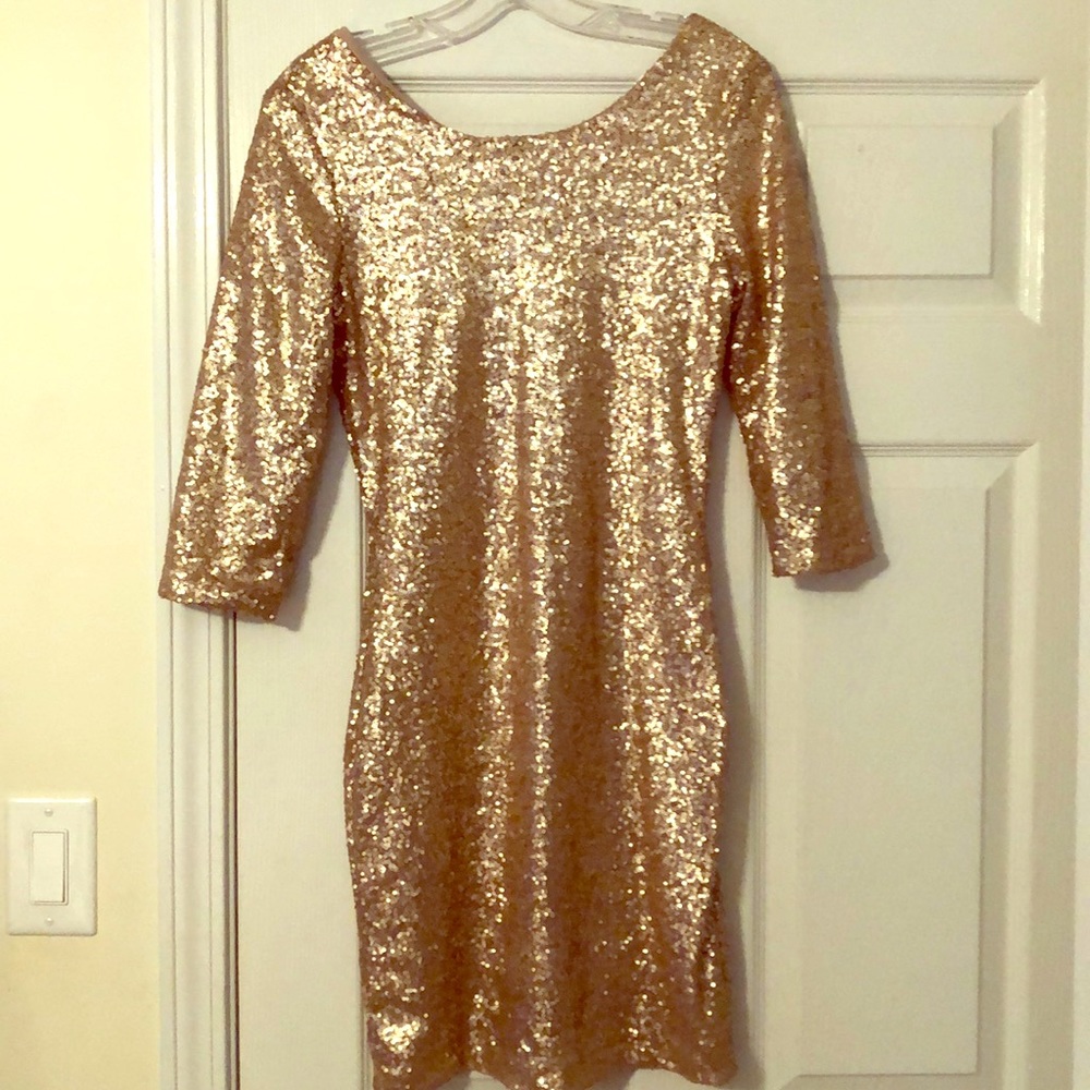 Champagne sequin dress. Only worn once!